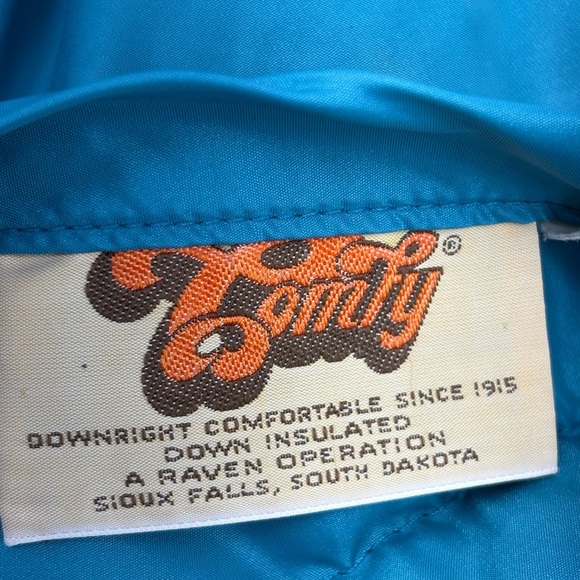 VTG Comfy USA Made Down Insulated Puffer Vest Blue Black Mens Medium-Large - Picture 6 of 16